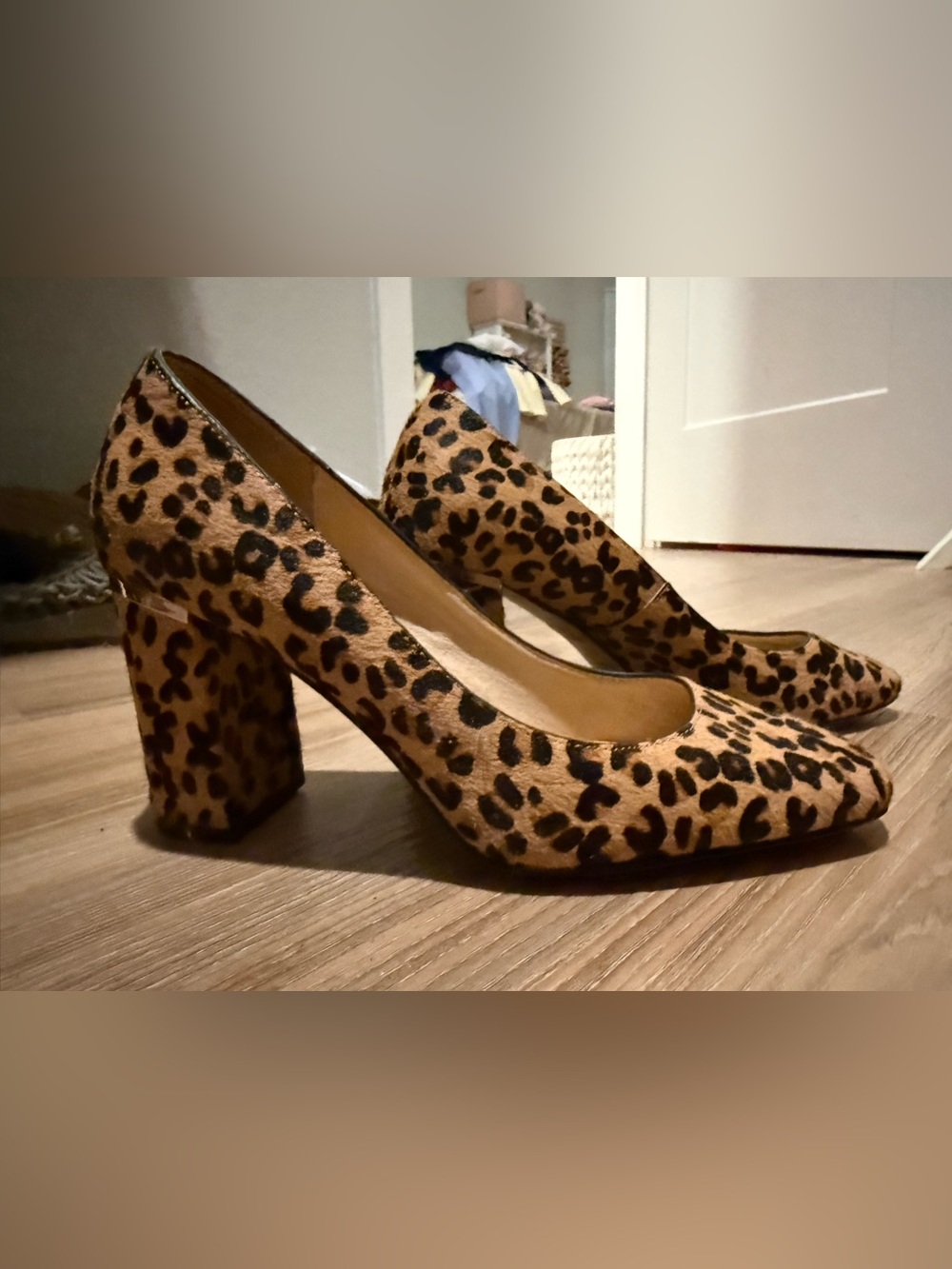 kate spade Leopard Print Calf fur Block Heel Pumps - Tan & Black
